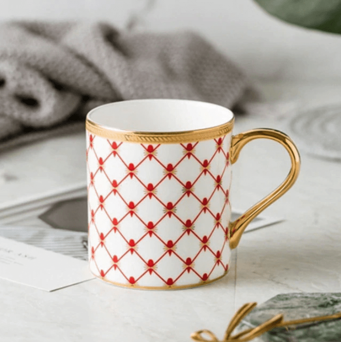 Exotic Gold Handle Mug - Red - Mug