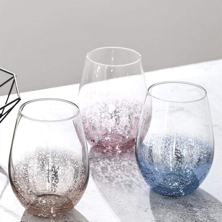 Frosted Metal Designer Glass Cup - Glass