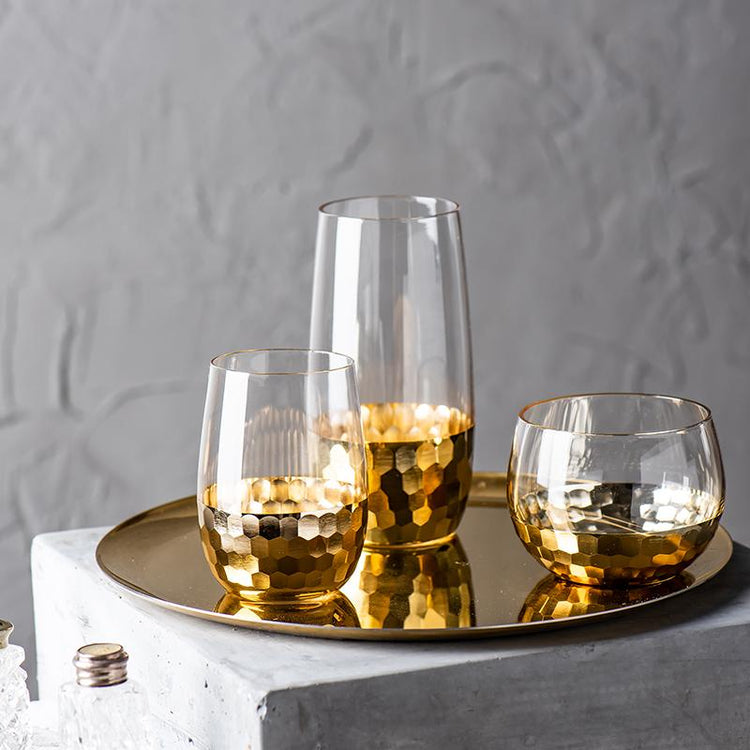 Gold Honeycomb Glass Collection - Glass