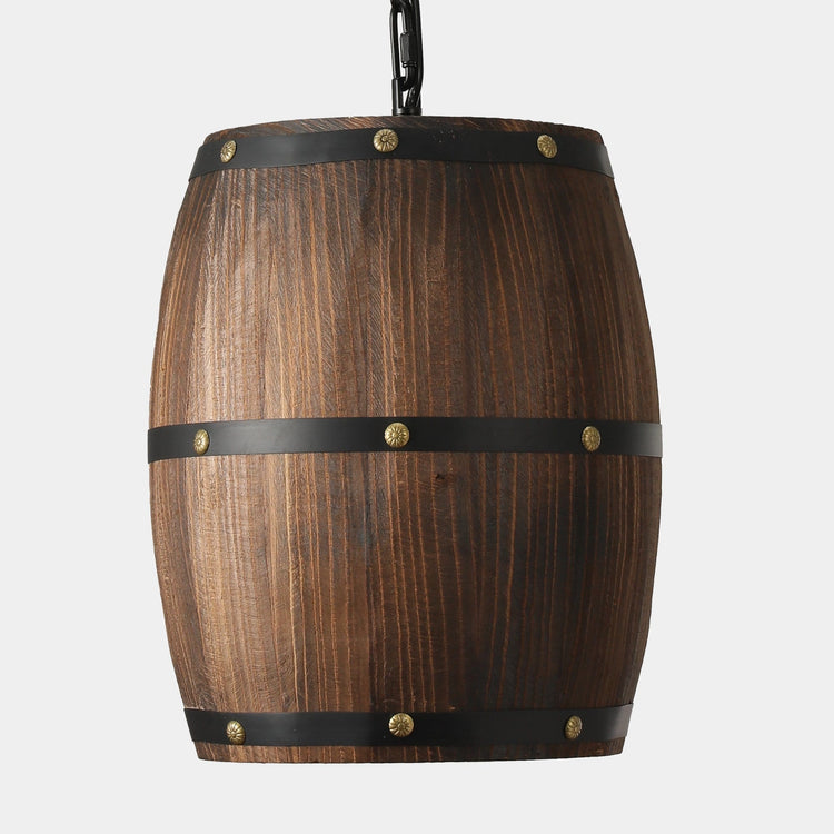 Industrial Wood Barrel Pendant Light - Pendant Lamp