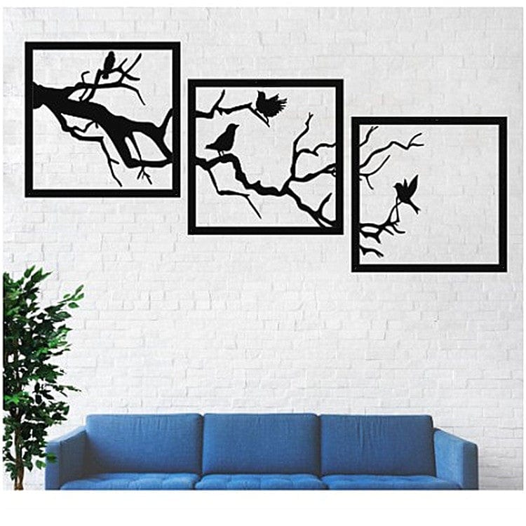 Nature themed Bird on Branches Metal Wall Art - Metal Wall
