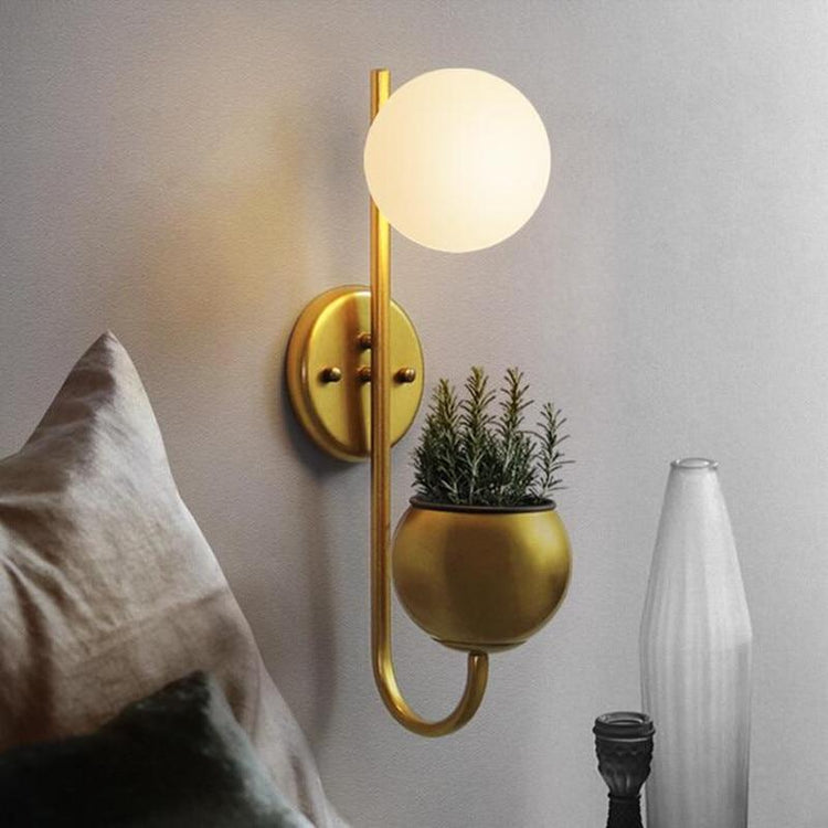 Pleasing Planter Globe LED Wall Mounted Bed Lamp - Gold -
