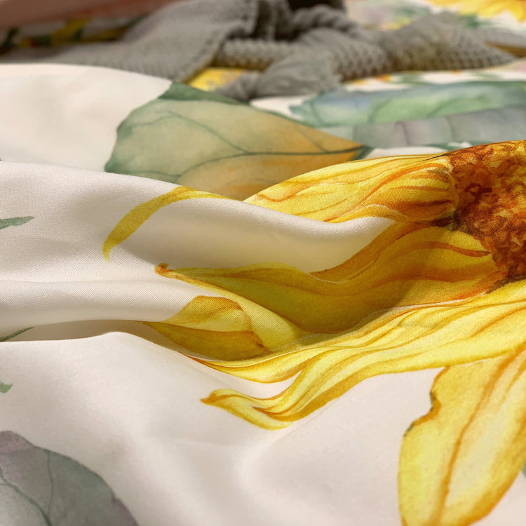 Sunflower Print Egyptian Cotton Duvet Cover Set - Duvet