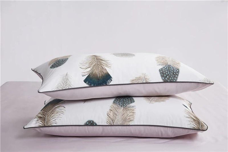 White Feathers Egyptian Cotton Duvet Cover Set - Duvet Cover