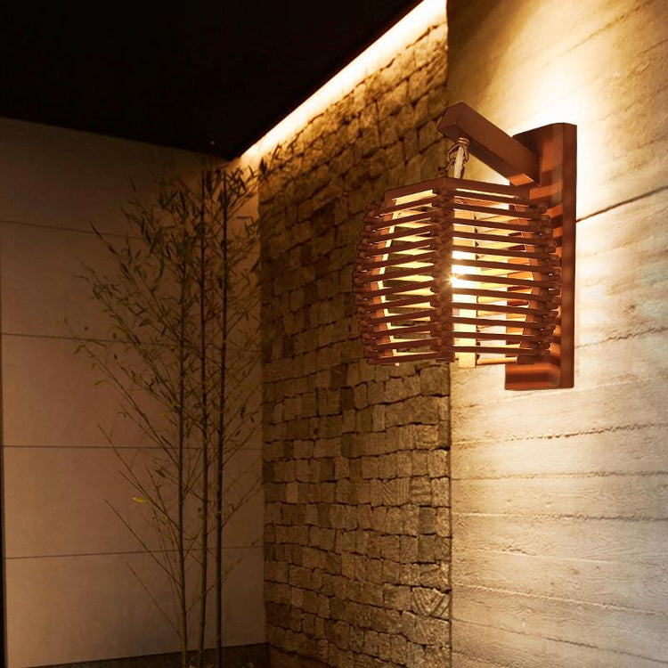 Aine - Wood Lantern Wall Lamp - Wall Light
