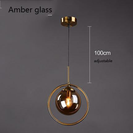 Alina - Nordic Ring Pendant Lamp - Amber Glass - 1 Bulb - 