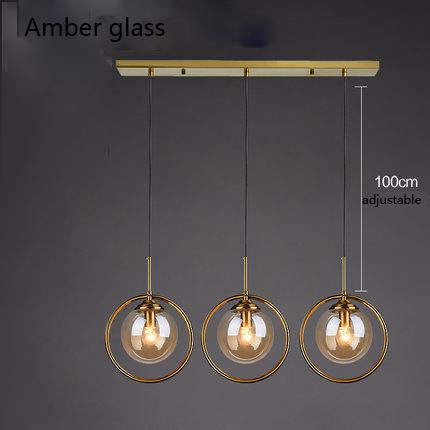 Alina - Nordic Ring Pendant Lamp - Amber Glass - 3 Bulbs - 