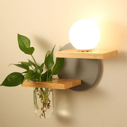 Alluring Wall Mounted Planter with Globe LED Lamp - Detached