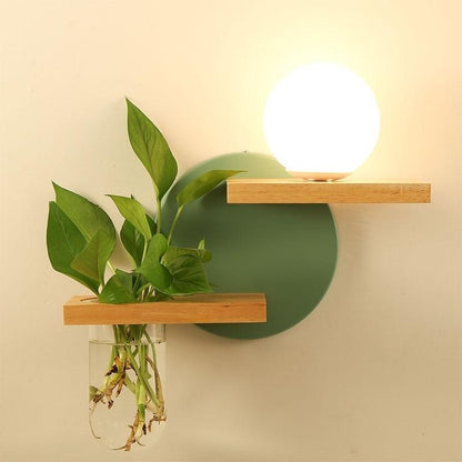 Alluring Wall Mounted Planter with Globe LED Lamp - Detached