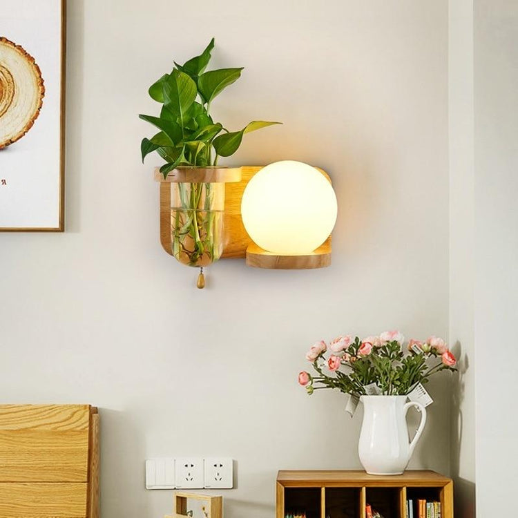 Alluring Wall Mounted Planter with Globe LED Lamp - Wall 