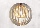 Artistic Wood Pendant Lamp - Double Sphere - 14 x 14 x 14 - 