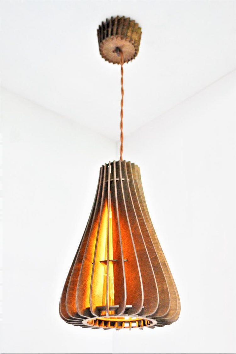 Artistic Wood Pendant Lamp - Drop - 12 x 8 x 8 - Pendant 
