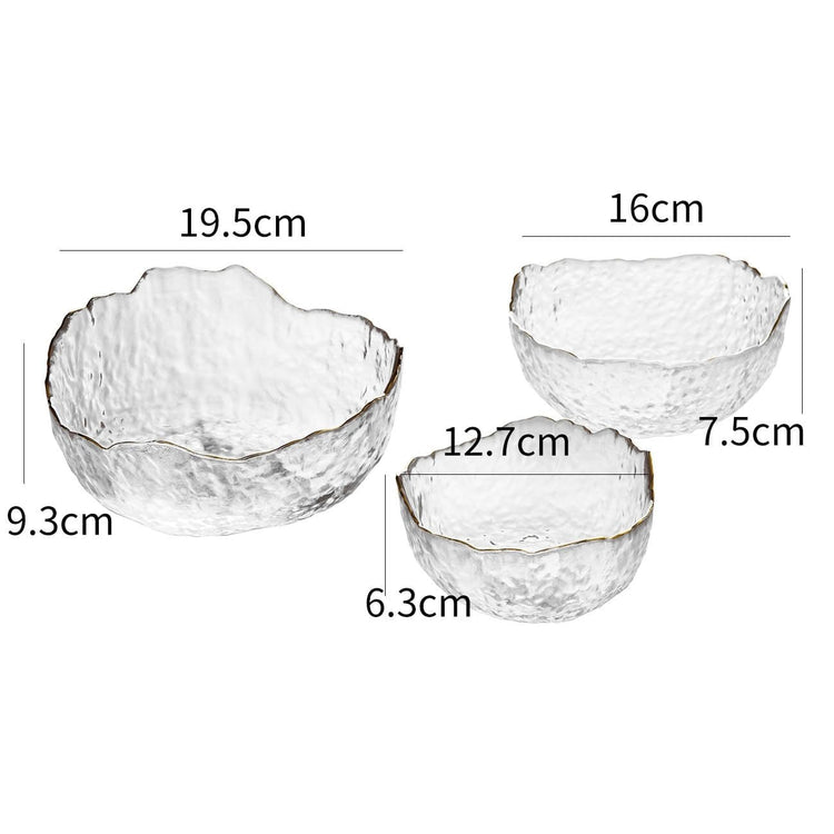 Asymmetric Glass Bowl Set 3 pc - Bowl