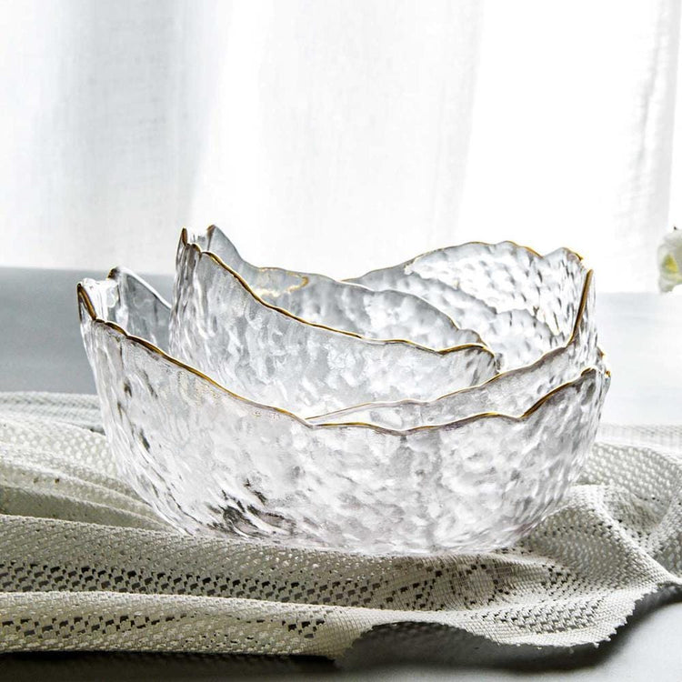 Asymmetric Glass Bowl Set 3 pc - All Sizes Collection (3 