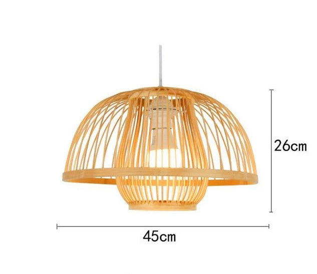 Bamboo Cage Pendant Lamp - Round Lantern / 10 x 18 - Pendant