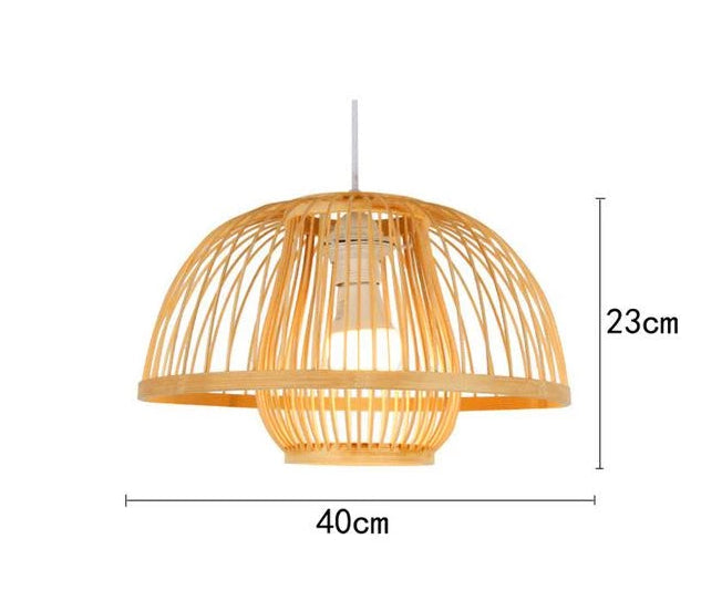 Bamboo Cage Pendant Lamp - Round Lantern / 16 x 9 - Pendant 