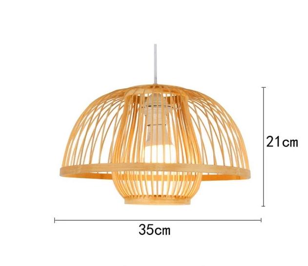 Bamboo Cage Pendant Lamp - Round Lantern / 8 x 14 - Pendant 