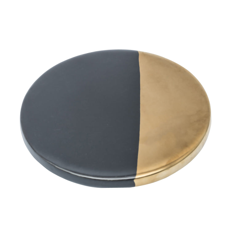 Black Gold Geometric Shapes Coaster - Circle - Coaster