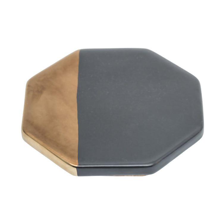 Black Gold Geometric Shapes Coaster - Octagon - Coaster