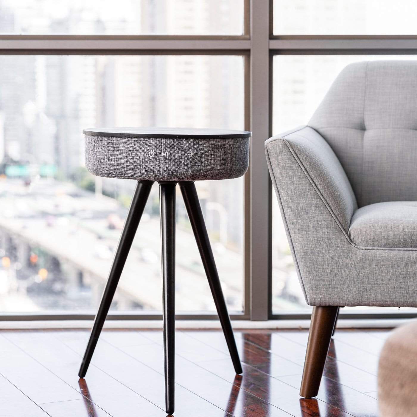 Black Tripod Bluetooth Speaker Table - Accent Table