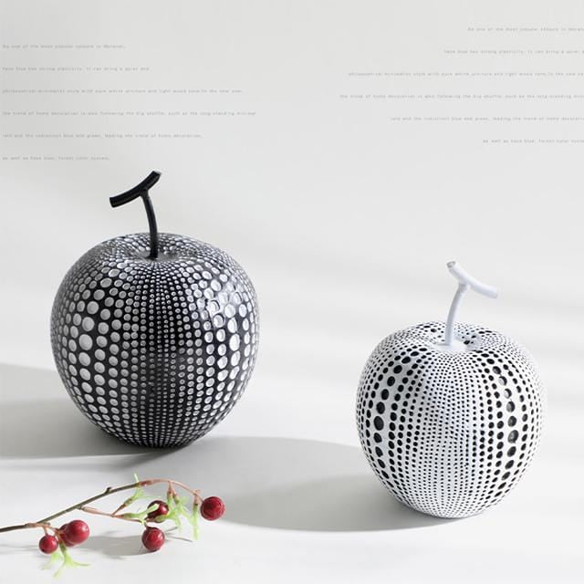 Black & White Modern Apple Sculpture Art piece - Décor