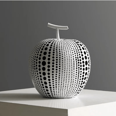 Black & White Modern Apple Sculpture Art piece - White Apple