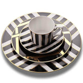 Black White Striped Dining Set - Set of 4 - Dining Set