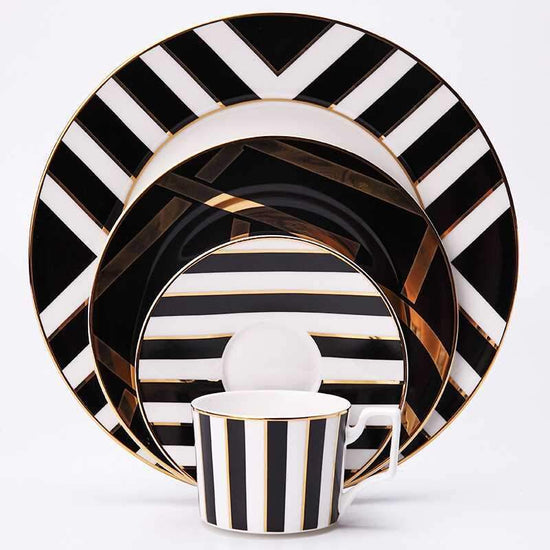 Black White Striped Dining Set - Set of 4 - Dining Set