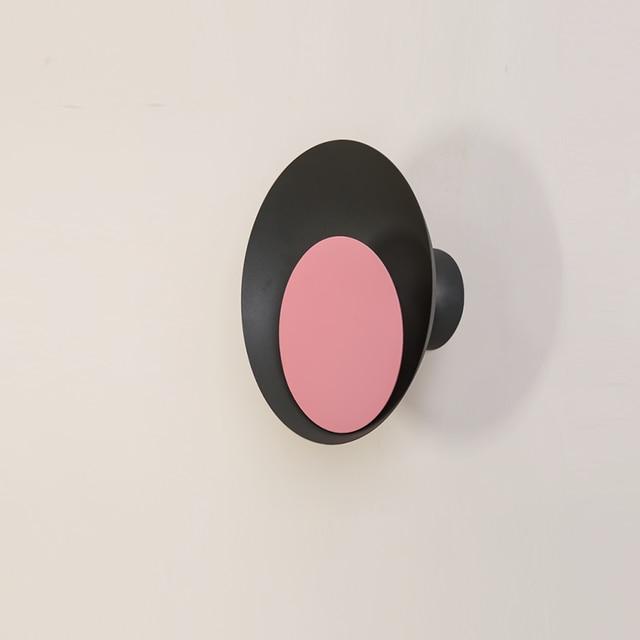 Candy Colored Circular Wall Mounted Lamp - Black & Pink / 