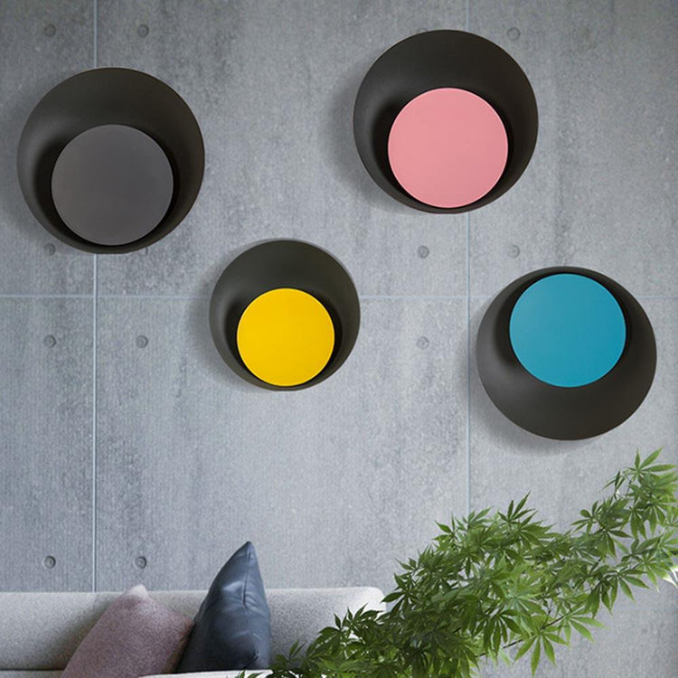 Candy Colored Circular Wall Mounted Lamp - Black & Yellow / 