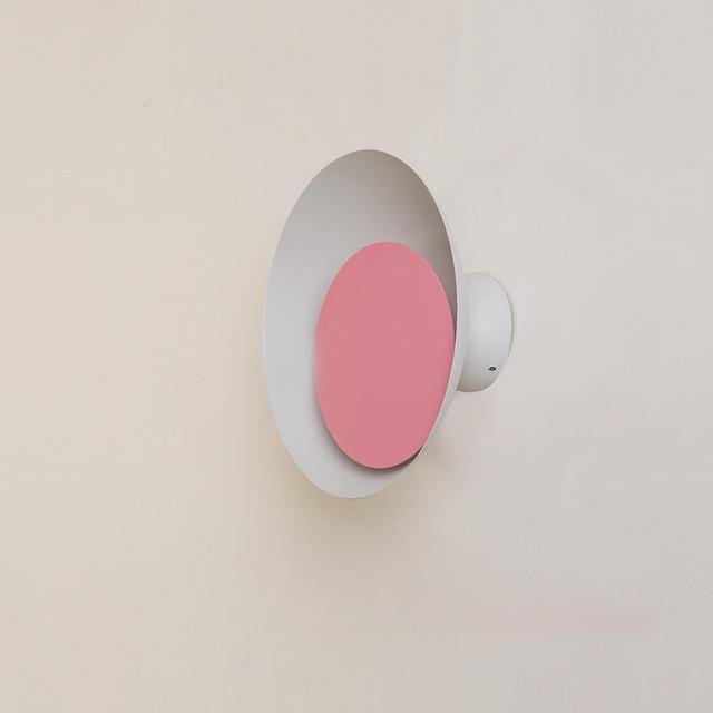 Candy Colored Circular Wall Mounted Lamp - White & Pink / 