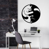 Cat Shaped Yin Yang Metal Wall Art - 45 X 46.3 CM - Metal 