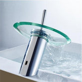 Circular Glass Single Handle Waterfall Bathroom Faucet - 