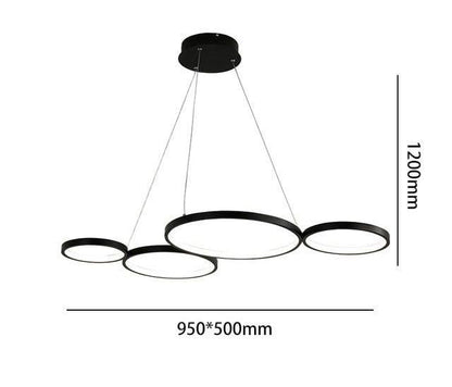 Clarice - Horizontal Rings Chandelier - Black / Small - 37 x