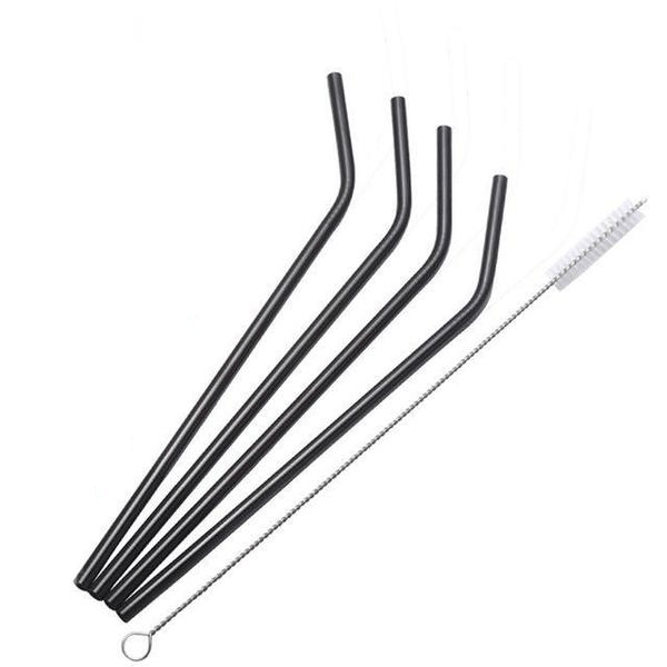 Classic Metallic Stainless Steel Straw - Black - Kitchen 