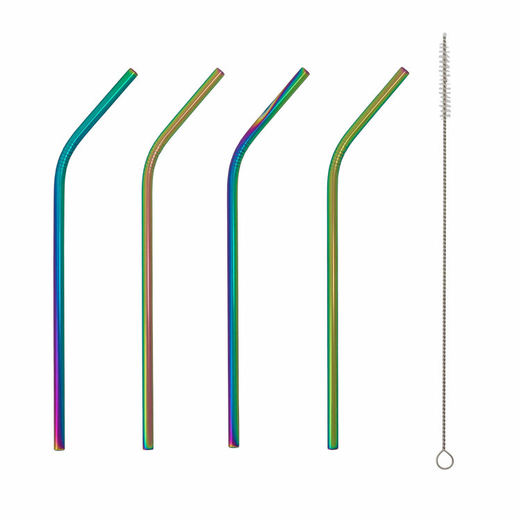 Classic Metallic Stainless Steel Straw - Rainbow - Kitchen 