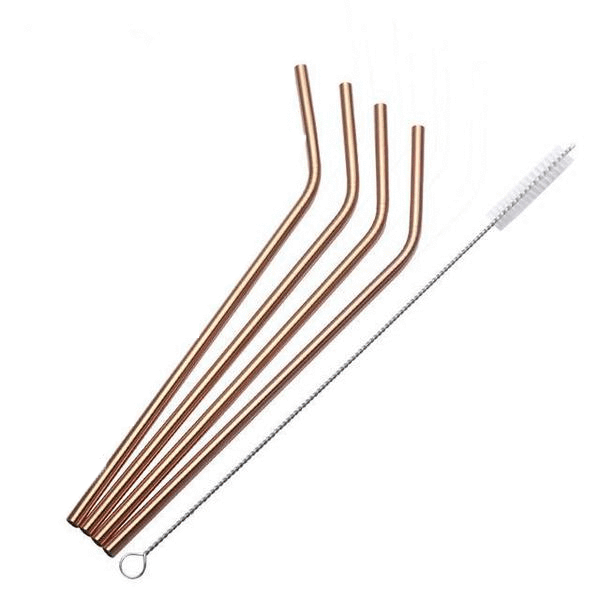 Classic Metallic Stainless Steel Straw - Rose Gold - Kitchen