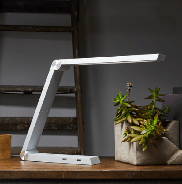 Clean Minimal Black Desk Lamp with Wireless Charging - Table