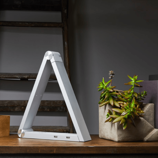 Clean Minimal Black Desk Lamp with Wireless Charging - White