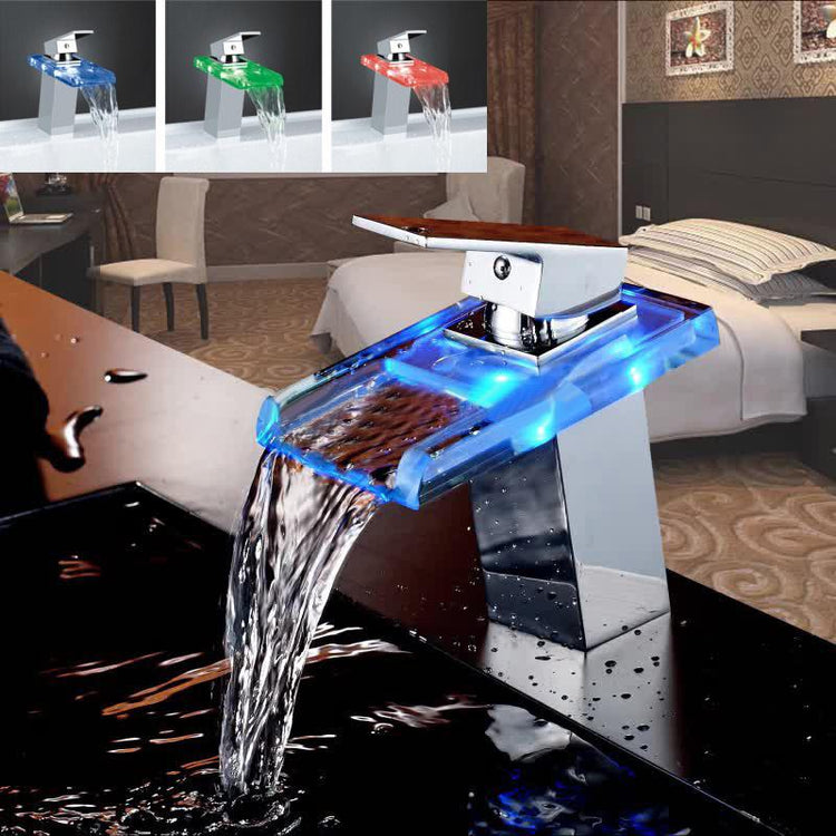 Color changing LED Waterfall Bath Faucet - Faucet