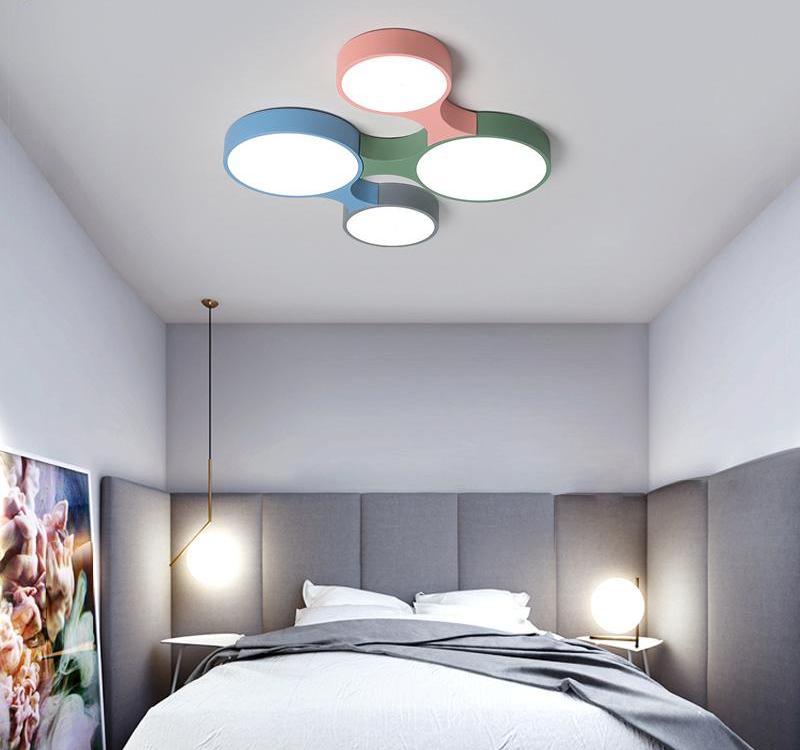 Colorful Circular Flush Mounted Ceiling Lamp - 4 Lamps - 27 