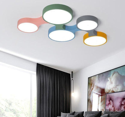 Colorful Circular Flush Mounted Ceiling Lamp - 5 Lamps - 37 