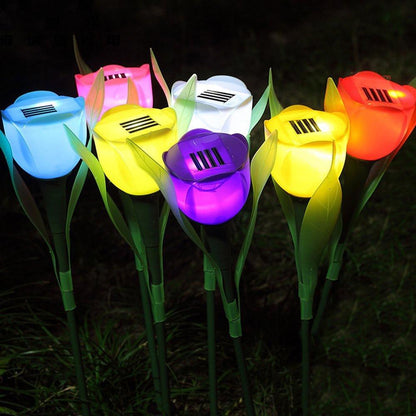 Colorful Tulip Shaped Solar Garden Light - Yellow - Solar 