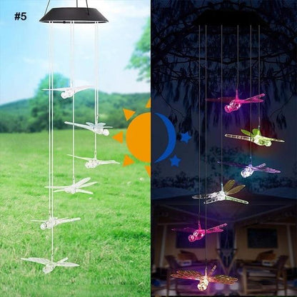 Colorful Wind Chime Solar LED Lights - Dragonflies - Solar 