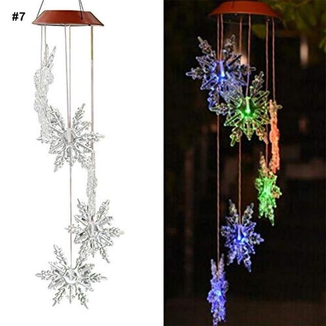Colorful Wind Chime Solar LED Lights - Snowflakes - Solar 