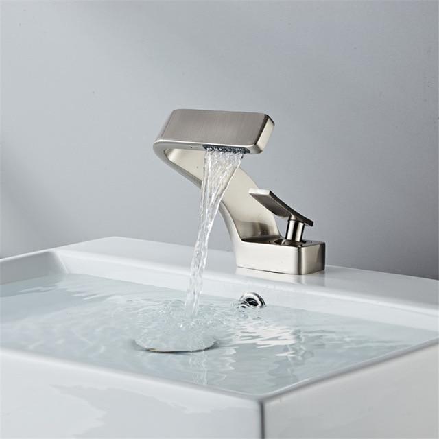 Contemporary Bathroom Mixer Faucet - Nickel - Faucet