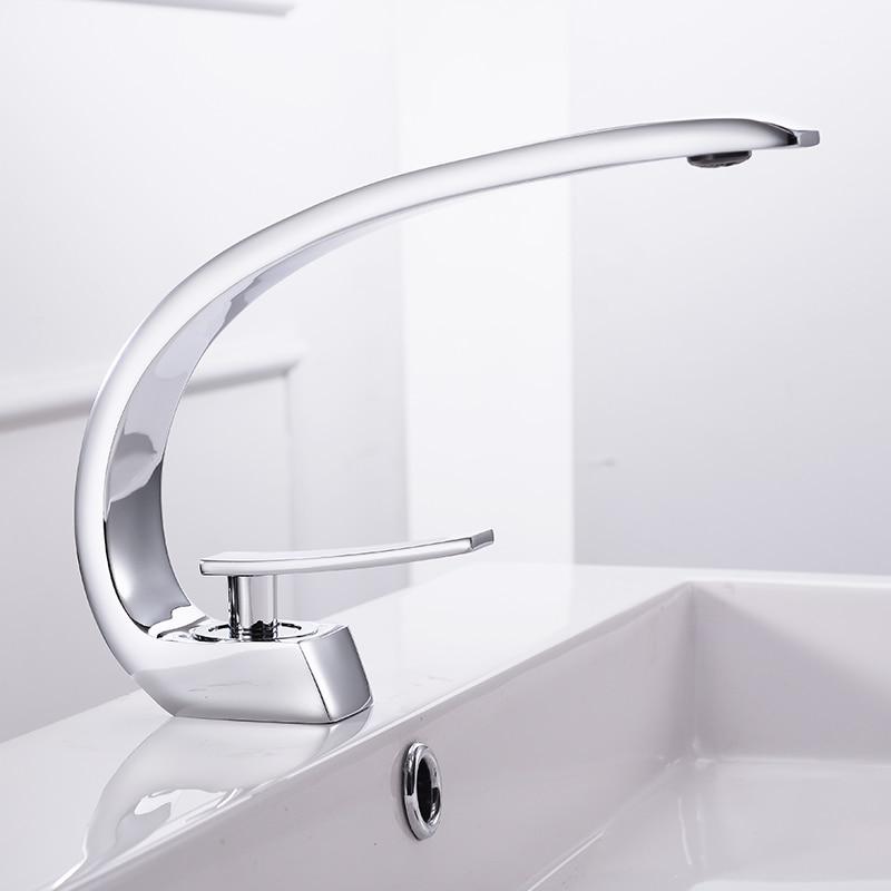 Contemporary Curved Bath Faucet - Faucet