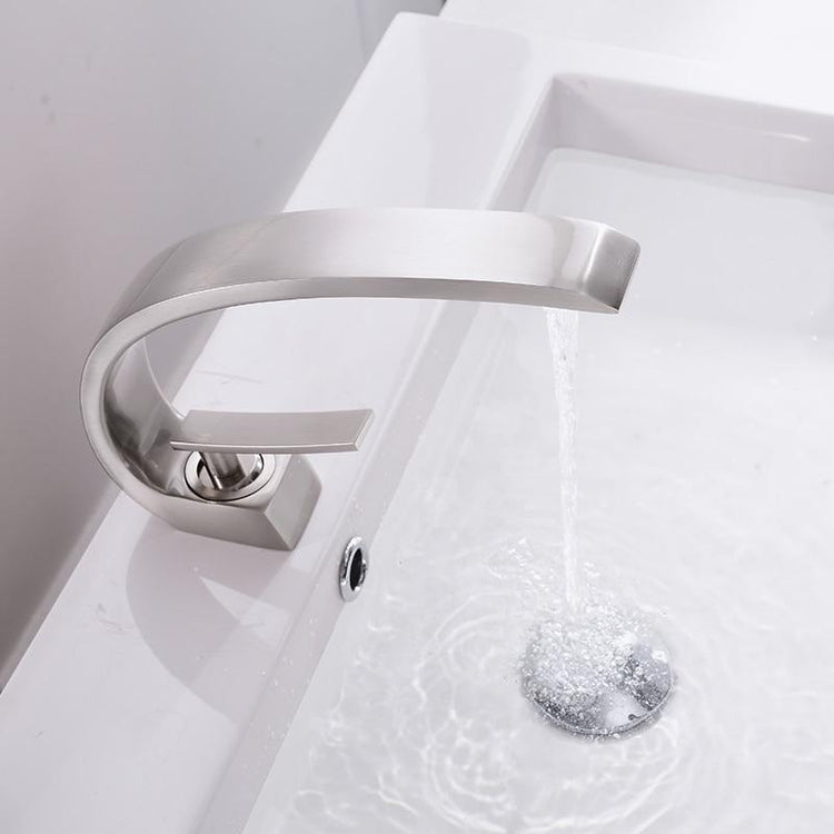 Contemporary Curved Bath Faucet - Brushed Nickel - Faucet