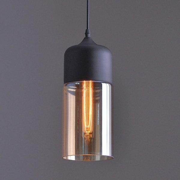 Contemporary Glass Pendant Light - Black & Amber / 12.9 x 