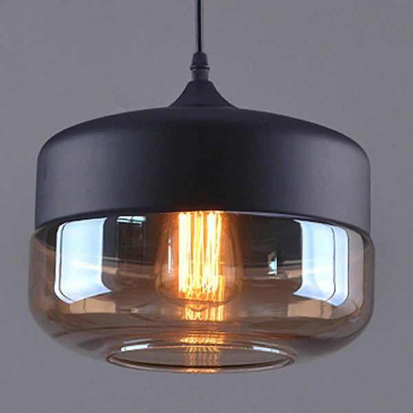 Contemporary Glass Pendant Light - Black & Amber / 8.2 x 9.8